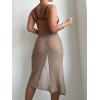imageSOLY HUX Swim Cover Ups for Women Hollow Out Wrap Tie Side Crochet Sarongs Cover Up Skirt Beach Bikini SwimwearSolid Mocha Brown