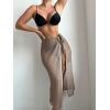 imageSOLY HUX Swim Cover Ups for Women Hollow Out Wrap Tie Side Crochet Sarongs Cover Up Skirt Beach Bikini SwimwearSolid Mocha Brown