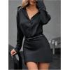 imageSOLY HUX Womens Button Down Belted Bodycon Dress Long Sleeve Blazer Dress Elegant Business Mini DressesPure Black
