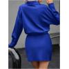 imageSOLY HUX Womens Button Down Belted Bodycon Dress Long Sleeve Blazer Dress Elegant Business Mini DressesPure Blue