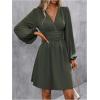 imageSOLY HUX Womens Elegant Dress V Neck Long Sleeve High Waist Swing Prom Cocktail Short DressesArmy Green