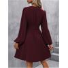 imageSOLY HUX Womens Elegant Dress V Neck Long Sleeve High Waist Swing Prom Cocktail Short DressesRed Violet