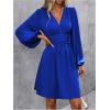 imageSOLY HUX Womens Elegant Dress V Neck Long Sleeve High Waist Swing Prom Cocktail Short DressesRoyal Blue