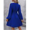imageSOLY HUX Womens Elegant Dress V Neck Long Sleeve High Waist Swing Prom Cocktail Short DressesRoyal Blue