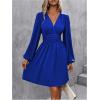 imageSOLY HUX Womens Elegant Dress V Neck Long Sleeve High Waist Swing Prom Cocktail Short DressesRoyal Blue
