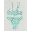 imageSOLY HUX Womens Floral Print Tie Front Bikini Bathing Suit 2 Piece SwimsuitsGreen Ditsy Floral