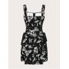 imageSOLY HUX Womens Gothic Zipper Bodycon Mini Dress Skull Print Tie Up Sleeveless Mini DressesBlack Graphic