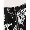 imageSOLY HUX Womens Gothic Zipper Bodycon Mini Dress Skull Print Tie Up Sleeveless Mini DressesBlack Graphic