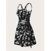 imageSOLY HUX Womens Gothic Zipper Bodycon Mini Dress Skull Print Tie Up Sleeveless Mini DressesBlack Graphic