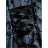 imageSOLY HUX Womens Gothic Zipper Bodycon Mini Dress Skull Print Tie Up Sleeveless Mini DressesDark Blue
