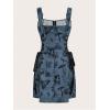 imageSOLY HUX Womens Gothic Zipper Bodycon Mini Dress Skull Print Tie Up Sleeveless Mini DressesDark Blue