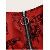 imageSOLY HUX Womens Gothic Zipper Bodycon Mini Dress Skull Print Tie Up Sleeveless Mini DressesRed Graphic