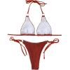imageSOLY HUX Womens Halter Triangle Tie Side Bikini 2 Piece Swimsuits Rust Brown S