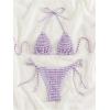 imageSOLY HUX Womens Plaid Gingham Bikini Sets Halter String Triangle Tie Side Bathing Suit Two Piece SwimsuitPurple Plaid