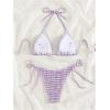 imageSOLY HUX Womens Plaid Gingham Bikini Sets Halter String Triangle Tie Side Bathing Suit Two Piece SwimsuitPurple Plaid