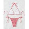 imageSOLY HUX Womens Plaid Gingham Bikini Sets Halter String Triangle Tie Side Bathing Suit Two Piece SwimsuitRed and White Plaid