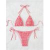 imageSOLY HUX Womens Plaid Gingham Bikini Sets Halter String Triangle Tie Side Bathing Suit Two Piece SwimsuitRed and White Plaid