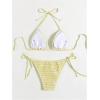 imageSOLY HUX Womens Plaid Gingham Bikini Sets Halter String Triangle Tie Side Bathing Suit Two Piece SwimsuitYellow Plaid