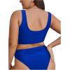 imageSOLY HUX Womens Plus Size Bikini Tops Heart Ring Swimsuit Cut Out Bathing Suit Tops V Neck BeachwearPlain Royal Blue