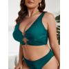 imageSOLY HUX Womens Plus Size Bikini Tops Heart Ring Swimsuit Cut Out Bathing Suit Tops V Neck BeachwearPlain Teal Blue