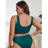 imageSOLY HUX Womens Plus Size Bikini Tops Heart Ring Swimsuit Cut Out Bathing Suit Tops V Neck BeachwearPlain Teal Blue