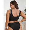 imageSOLY HUX Womens Plus Size Bikini Tops Heart Ring Swimsuit Cut Out Bathing Suit Tops V Neck BeachwearSolid Black