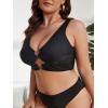 imageSOLY HUX Womens Plus Size Bikini Tops Heart Ring Swimsuit Cut Out Bathing Suit Tops V Neck BeachwearSolid Black
