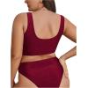 imageSOLY HUX Womens Plus Size Bikini Tops Heart Ring Swimsuit Cut Out Bathing Suit Tops V Neck BeachwearSolid Burgundy