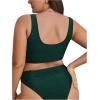 imageSOLY HUX Womens Plus Size Bikini Tops Heart Ring Swimsuit Cut Out Bathing Suit Tops V Neck BeachwearSolid Dark Green