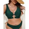 imageSOLY HUX Womens Plus Size Bikini Tops Heart Ring Swimsuit Cut Out Bathing Suit Tops V Neck BeachwearSolid Dark Green