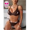 imageSOLY HUX Womens Summer Bikini Set Push Up Underwire Swimsuit Strappy Bathing Suits Beach WearCoffee Brown