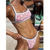 imageSOLY HUX Womens Swimsuits Floral Micro Bikini High Cut Thong Two Piece Sets Summer Bathing SuitWhite and Red