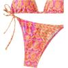 imageSOLY HUX Womens Two Piece Swimsuits High Waisted Bikini Sets Sexy Leopard Print Tie Halter Triangle Bathing SuitsOrange and Pink