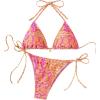 imageSOLY HUX Womens Two Piece Swimsuits High Waisted Bikini Sets Sexy Leopard Print Tie Halter Triangle Bathing SuitsOrange and Pink