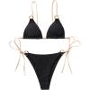 imageSOLY HUX Bikini Sets for Women 2 Piece Swimsuits Sexy High Cut Bathing Suit Spaghetti Strap Triangle String BikiniBlack Plain