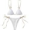 imageSOLY HUX Bikini Sets for Women 2 Piece Swimsuits Sexy High Cut Bathing Suit Spaghetti Strap Triangle String BikiniWhite Plain