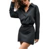 imageSOLY HUX Womens Button Down Belted Bodycon Dress Long Sleeve Blazer Dress Elegant Business Mini DressesPure Black