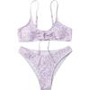 imageSOLY HUX Womens Floral Print Tie Front Bikini Bathing Suit 2 Piece SwimsuitsPurple Ditsy Floral