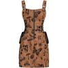 imageSOLY HUX Womens Gothic Zipper Bodycon Mini Dress Skull Print Tie Up Sleeveless Mini DressesBrown Graphic