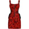 imageSOLY HUX Womens Gothic Zipper Bodycon Mini Dress Skull Print Tie Up Sleeveless Mini DressesRed Graphic