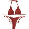 imageSOLY HUX Womens Halter Triangle Tie Side Bikini 2 Piece Swimsuits Rust Brown S