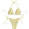 imageSOLY HUX Womens Plaid Gingham Bikini Sets Halter String Triangle Tie Side Bathing Suit Two Piece SwimsuitYellow Plaid