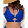 imageSOLY HUX Womens Plus Size Bikini Tops Heart Ring Swimsuit Cut Out Bathing Suit Tops V Neck BeachwearPlain Royal Blue