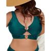 imageSOLY HUX Womens Plus Size Bikini Tops Heart Ring Swimsuit Cut Out Bathing Suit Tops V Neck BeachwearPlain Teal Blue