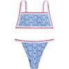 imageSOLY HUX Womens Swimsuits Floral Micro Bikini High Cut Thong Two Piece Sets Summer Bathing SuitWhite and Blue