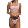 imageSOLY HUX Womens Swimsuits Floral Micro Bikini High Cut Thong Two Piece Sets Summer Bathing SuitWhite and Red