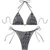 imageSOLY HUX Womens Two Piece Swimsuits High Waisted Bikini Sets Sexy Leopard Print Tie Halter Triangle Bathing SuitsBlack and White