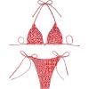 imageSOLY HUX Womens Two Piece Swimsuits High Waisted Bikini Sets Sexy Leopard Print Tie Halter Triangle Bathing SuitsRed White Floral