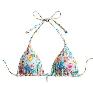 imageSOLY HUX Womens Floral Print Bikini Tops Halter Triangle Tie Back Bathing Suit Summer Swimsuit TopsMulticoloured Printed