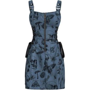 imageSOLY HUX Womens Gothic Zipper Bodycon Mini Dress Skull Print Tie Up Sleeveless Mini DressesDark Blue
